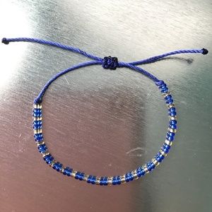 Blue and Gold Seed Bead Bracelet